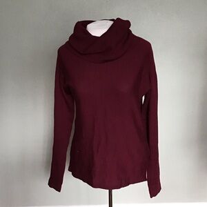 Nanette Lepore 100% Extra Fine Merino Wool Burgundy Cowl Neck Sweater size M
